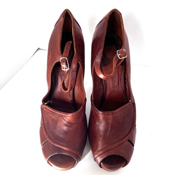 Vintage Chloe Platform Open Peep Toe Mary Janes in Beautiful Condition, Sz 9/9.5 - Picture 8 of 10